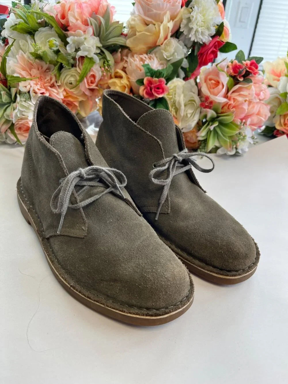 Clarks Bushacre 2 Chukka Boots Olive Suede Lace Up Size 9.5M